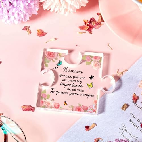 Miniatura 4 de Fanaoren Regalo Hermana, Regalo Para Mi Hermana, Placa Acrílica En Forma De Puzzle, Regalos Hermana, Regalos Para Hermanas, Regalo Hermana Cumpleaños Navidad San Valentin Acción De Gracias