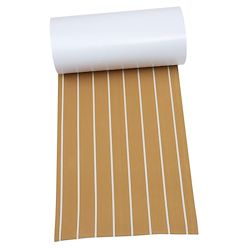 Abaodam 1 Rollo Alfombra Autoadhesiva de Eva Antideslizante para Cubierta de Barco Material Resistente la y de Limpiar Marrón Blanco