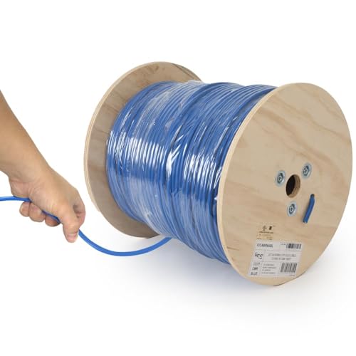 ICC Cat6A CMR Riser Ethernet Cable, 1000ft, UTP 23AWG Solid Copper, Blue