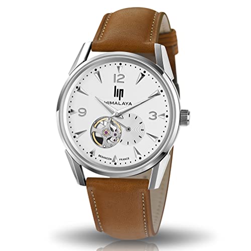 Montre Lip en cuir marron classique pour homme avec cadran épuré