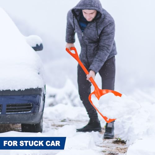 Frienda 3 Pcs Plastic Snow Shovel Large Scoop Shovel, Orange - Image 4