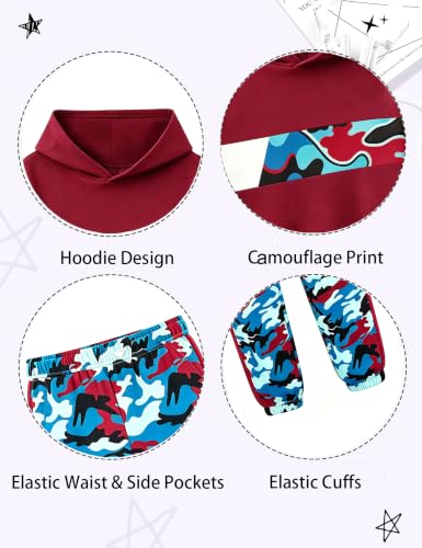 Image of Boys Clothes Boy Outfits 2-Piece Long Sleeve Hoodie and Camouflage Pants Boys Fall Winter Clothes for 6-16 Years
