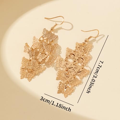 4 Pairs Layered Dangle Earrings Hollow Filigree Earring Lightweight Women Fashion Jewelry Bohemian Stylish Accessories for Daily Wearing3