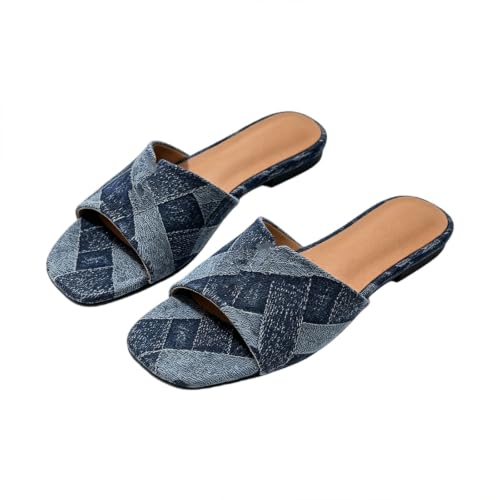 Sandalias planas de puntera abierta para mujer, calzado casual sin cordones GFZMF