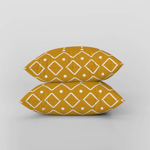 ggaimwf Geometric Pillow Cases 2 Pack Geometric Pattern Yellow Cushion Covers Abstract Pillow Covers Modern Cushions Covers for Sofa Living Room Home Decor Square Cushions 60x60cm - Image 3