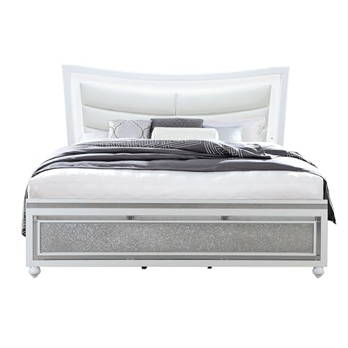 LJLB Transform Your Bedroom with a Stylish King Bed, White
