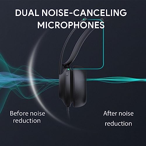 Image of Yealink UH37 Professional Wired USB-A Headset with Noise Cancelling Microphone for Computer PC, Mono Headphones with Mute Control, Compatible with Teams, Zoom, and Other Online Conference