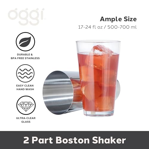 Coctelera Boston profesional y kit de camarero OGGI con mezclador de acero 3