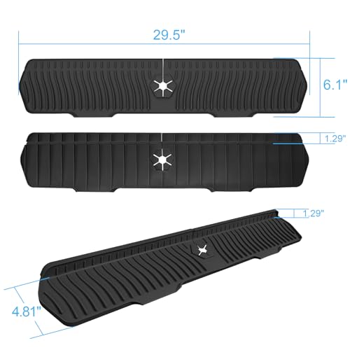 Image of Faucet Guard - 90 Foldable Draining Mat for Kitchen & Bathroom Sink with 2 Drain Ports (Black, 29.9 inch*5.9 inch)