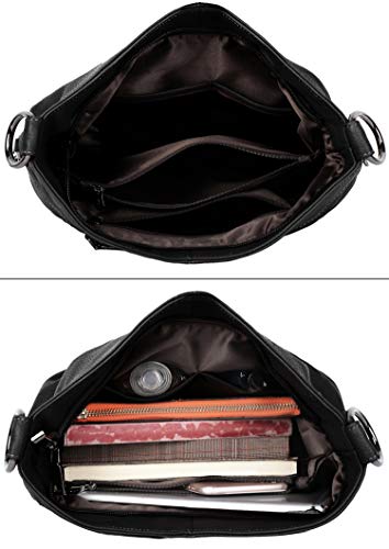 Image of YALUXE Women's Real Leather Shoulder Bags Hobo Handbag Purse Crossbody Bag