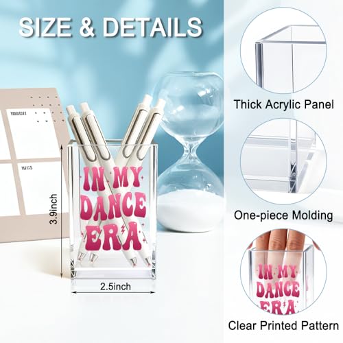 Image of In My Dance Era Acrylic Cosmetic Holder, Funny Makeup Brush Holder Gifts for Dancer Cheer Leader Women Girls, Bathroom Vanity Organizer for Make up Brushes, Dance Team Coach Gifts
