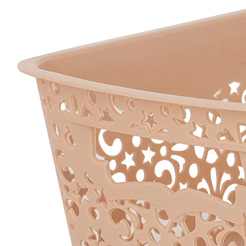 Image of Cutting Edge Essentials Plastic Storage Baskets /Shelf /Turkish Rack without Lid - Set of 2 for Fruit Vegetable Bathroom Stationary Home Basket with Handle (Beige, Small)