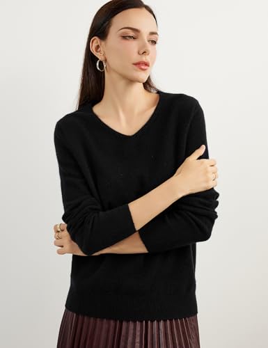 100% Pure Cashmere Women's Sweater V-Neck Long Sleeve 2025 Fall Winter Warm Soft Knit Pullover2