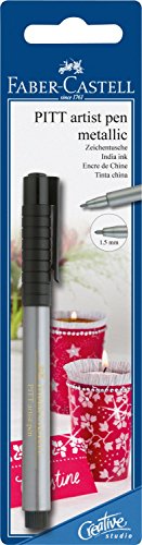 Faber-Castell Art & Graphic Pitt Artist Pen Metallic 1.5 India Ink Pen, Silver, Single Pitt Pen, For Art, Craft, Drawing, Sketching, Home, School, University, Colouring
