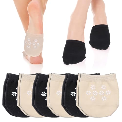 6 Pairs Toe Socks for Women Mules, No Show Non Slip Half Toe Covers Invisible Low Cut Hidden Liner Topper Sox for Clogs Footies
