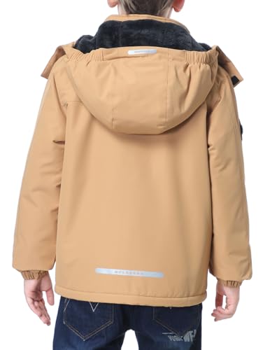 Image of Kid's Ski Jacket Waterproof Winter Coat Boy's and Girl's Fleece Snowboarding Jackets with Detachable Hood