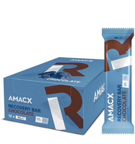 Barre protéinée post-entraînement AMACX chocolat pour la récupération sportive (paquet de 12)