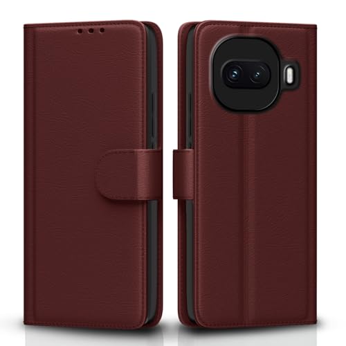 Image of Amazon Basics Flip Cover for iQOO 15R 5G Leather Finish | Wallet Stand and Shock Proof | Inside TPU with Card Pockets | Complete Protection Flip Case (Brown)