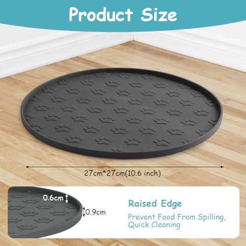 OSDUE Silicone Pet Feeding Mat, 2Pcs Non Slip Waterproof Dog Cat Food Mat with Raised Edge, Dog Water Bowl Placemats, Cat Feeding Mats for Food and Water Prevent Spill, Easy to Clean, 27 X 27 cm - Image 3