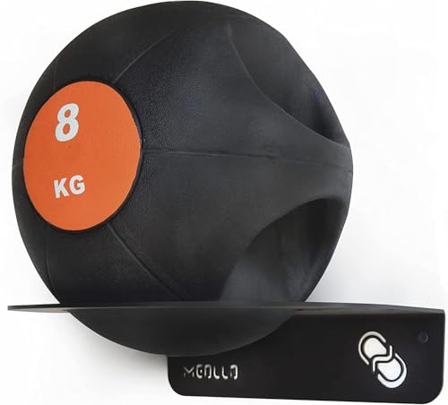 Soporte de pared para balón medicinal wall ball 100% acero al carbono (NEGRO x1)