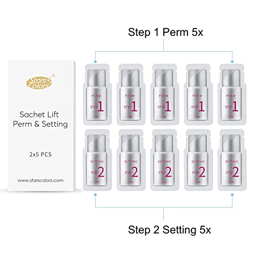 P-Beauty Cosmetic Accessories | Wimpernlifting Wimpernwelle #1 Perm und #2 Fixing Gel als Sachets für Lash Lift | 3-5 Min Einwirkzeit | Neu entwickelnde Formel für längeren Halt | 2x 5 Sachets