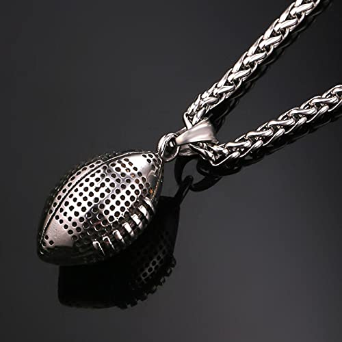 U7 Football Necklace Men Women Stainless Steel Pendant Chain Sport Fan Gift American Rugby Pendant Silver Soccer Charm Necklace #TOP2