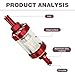 leechio 1 PC Car Fuel Filters, Inline Alloy Rust-Proof and Durable Efficient Filter Oil Cup, Tempered Glass Waterproof Fuel Filter Cup, Universal Motorcycles Accessories (Red)