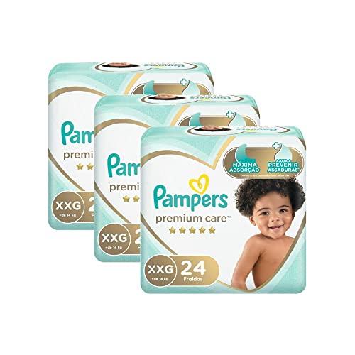 kit Fralda Pampers Premium Care Mega Tamanho Xxg 72 Unidades