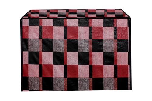 Image of Stylista Waterproof Front Load Washing Machine Cover Compatible for Haier 8 kg, Chekered Pattern Red