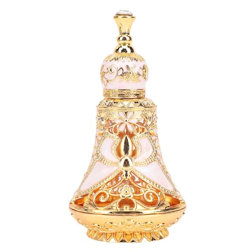 LjwZekyrnt Bouteille de Parfum de Style Moyen-Orient Vintage en émail Motif Papillon Bouteille d'huile de Parfum décorative Rechargeable pour étagère de vanité de Salle de Bain (Or Blanc)