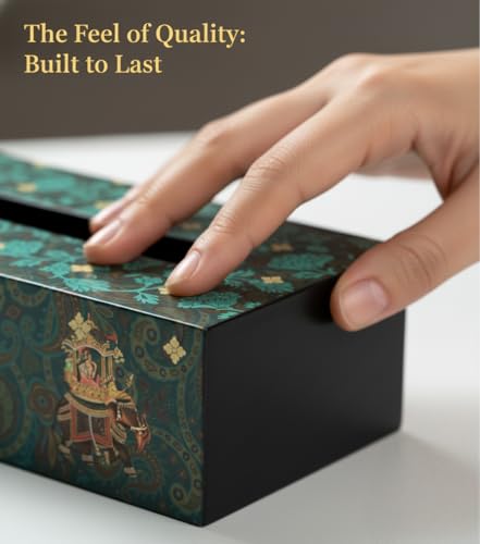 Image of Reinvention Factory Wooden Tissue Box Holder for Dining Table | Decorative Napkin Dispenser for Home, Office & Car | Wooden Tissue Paper Box for Living Room & Bathroom Decor(9 x 5 x 2.7 inch)
