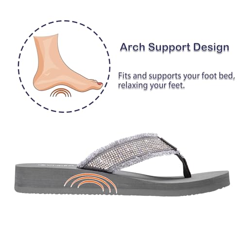 Ampeo Women's Arch Support Flip Flops Comfortable Casual Summer Beach Thong Sandals