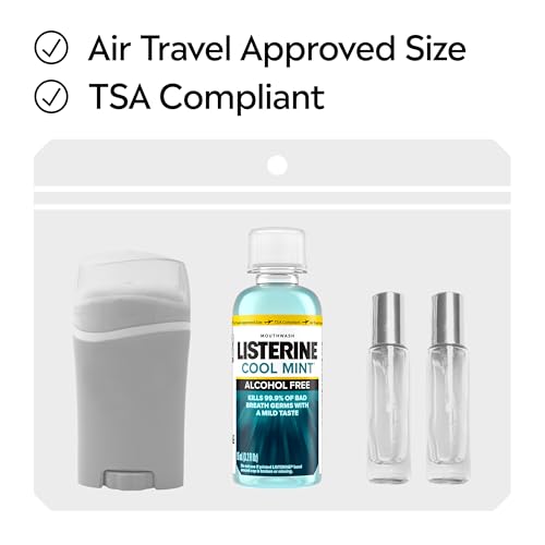 Image of Listerine Alcohol Free Mouthwash, Less Intense Alcohol-Free Oral Care Formula for Bad Breath, Cool Mint Flavor, 3.2 fl. oz (Pack of 2)