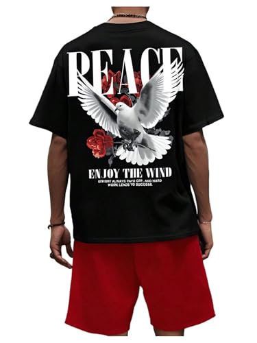 GORGLITTER Men's Outfits 2 Piece Graphic Short Sleeve Tees and Shorts Sport Gym Set