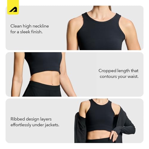 Image of Boldfit Crop Top for Womens Snug Fit Top for Gym, Workout Everyday Wear Womens Round /Square Neck Tank Top Crop Square Neck Tshirt -Black