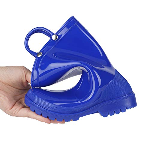 Hugrain Little Kids Rain Boots Boys Toddler Waterproof Rubber Garden Shoes Lightweight Blue Solid Adorable With Non Slip Sole Easy-On Handles (Size 12,Blue) #TOP3