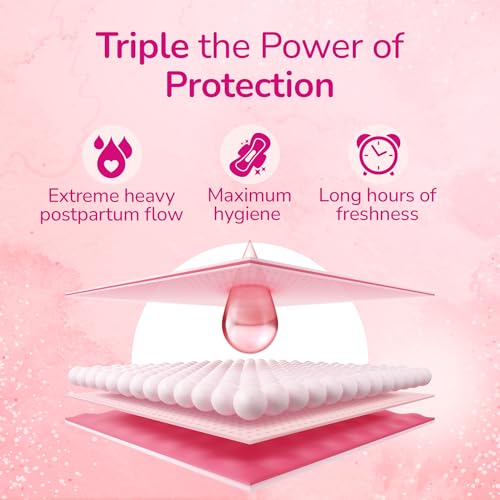 Image of Evereve Maternity Pads XXXL+ 420mm, Widest Leakproof Coverage, 3X Absorbency, Comfort & Hygiene, Soft & Irritation-Free, Postpartum Pads for After Birth Recovery, Extreme Flow Protection, Pack of 10
