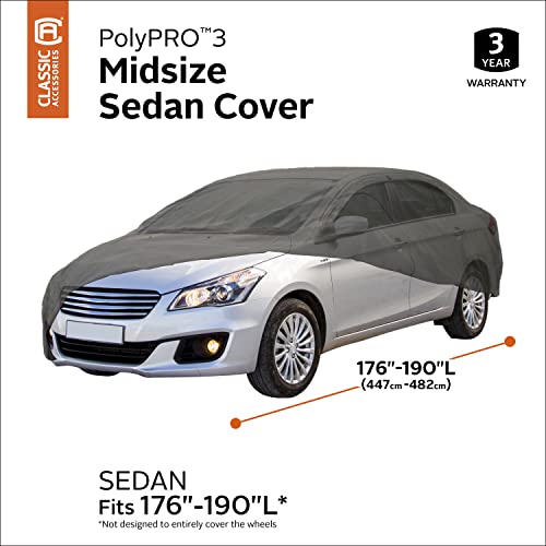 Classic Accessories Over Drive Polypro 3 Mid-Size Sedan Cover, 176"-190"L #TOP2