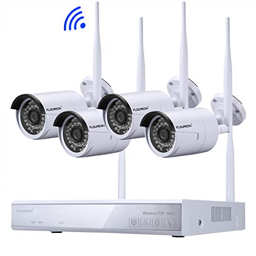FLOUREON Kit de Seguridad NVR 4CH 1080P HDMI inalámbrico WLAN CCTV NVR DVR...