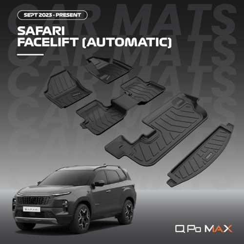 Image of Q Po Max Safari Facelift (AT) TPE Car Floor Mat |Anti Slip All Weather Mats for Safari Facelift at (Black)