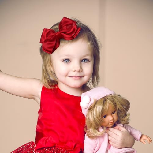 CN 4.5 Inch Red Glitter Hair Bows for Girls Alligator Clips Sparkly Satin Hair Accessories for Kids Toddler Women on Birthday Wedding Christmas and Party