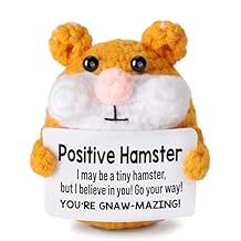 Positive Crochet Animals Handmade Hamster Plush Easter Basket Stuffers Essentials Funny Valentines Emotional Inspiration Support Gifts Birthday Gift for Teens Grils Boys Men Women Uplifting Gift