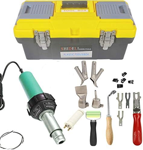 Go2Home 1600W Plastic Welder Kit Hot Air Welder Gun Complete Tool Set Hand Held Torch Welder Pistol with Flooring Butterfly Repair Welding Kit Carry Case
