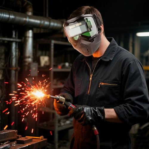 Image of Serplex 2 In 1 Welding Helmet With Auto-Darkening Welding Goggles, Includes 10 Replacement Lenses, Lightweight & Breathable PP Face Mask with Foam Eye Frame Pad, Adjustable Head Strap