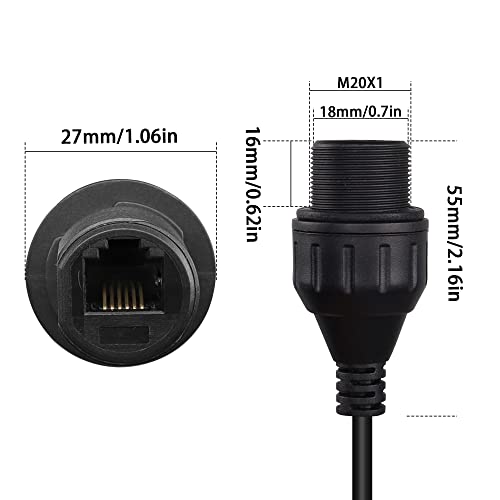 QIANRENON RJ11/RJ12 6P6C Panel Mount Waterproof Connector CAT3 RJ12 Male to Female Outdoor Telephone Line Socket,IP67 Waterproof,for Telephone Communication Alarm Voice System,39cm/15.3in - Image 4