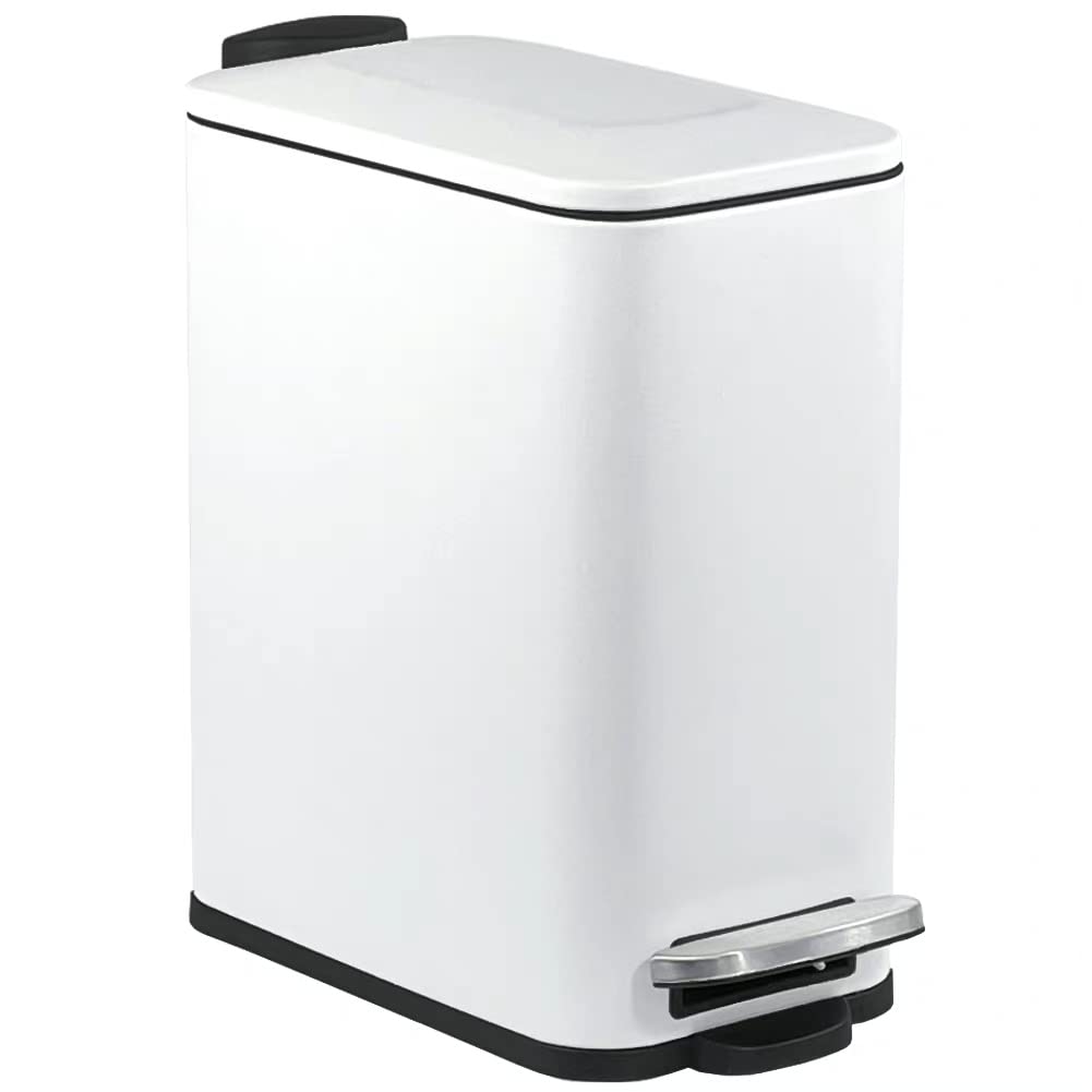 Slim Pedal Garbage Can, 5L Stainless Steel Trash Can with Lid Soft Close, Small Rubbish Bin with