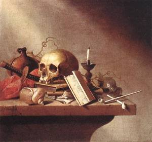 Peinture à l'huile de Vanitas 1640 pour décorer un salon chaleureux et raffiné