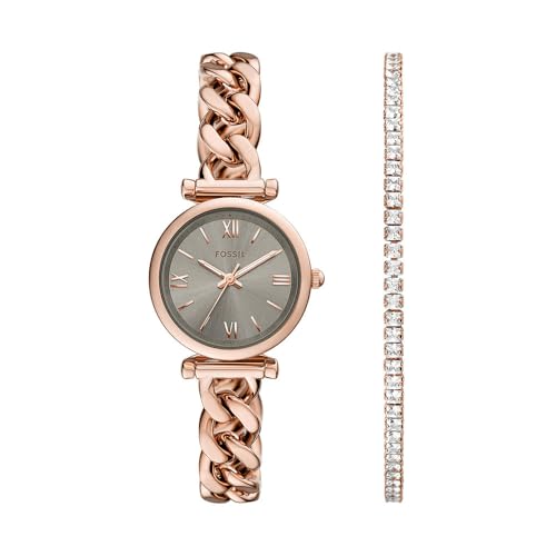 Montre Carlie Fossil pour femme en acier inoxydable ton or rose