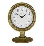 Bulova Monitor Table Clock B8904 | 8.2' Matte Bronze Metal Case with Parchment-Style Dial | Quartz Movement | Battery Operated | Classic Desktop Accent Design