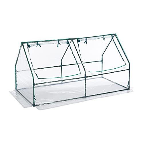 Relaxdays Gewächshaus, Bausatz mit Folie, großes Folientreibhaus, mit 2...